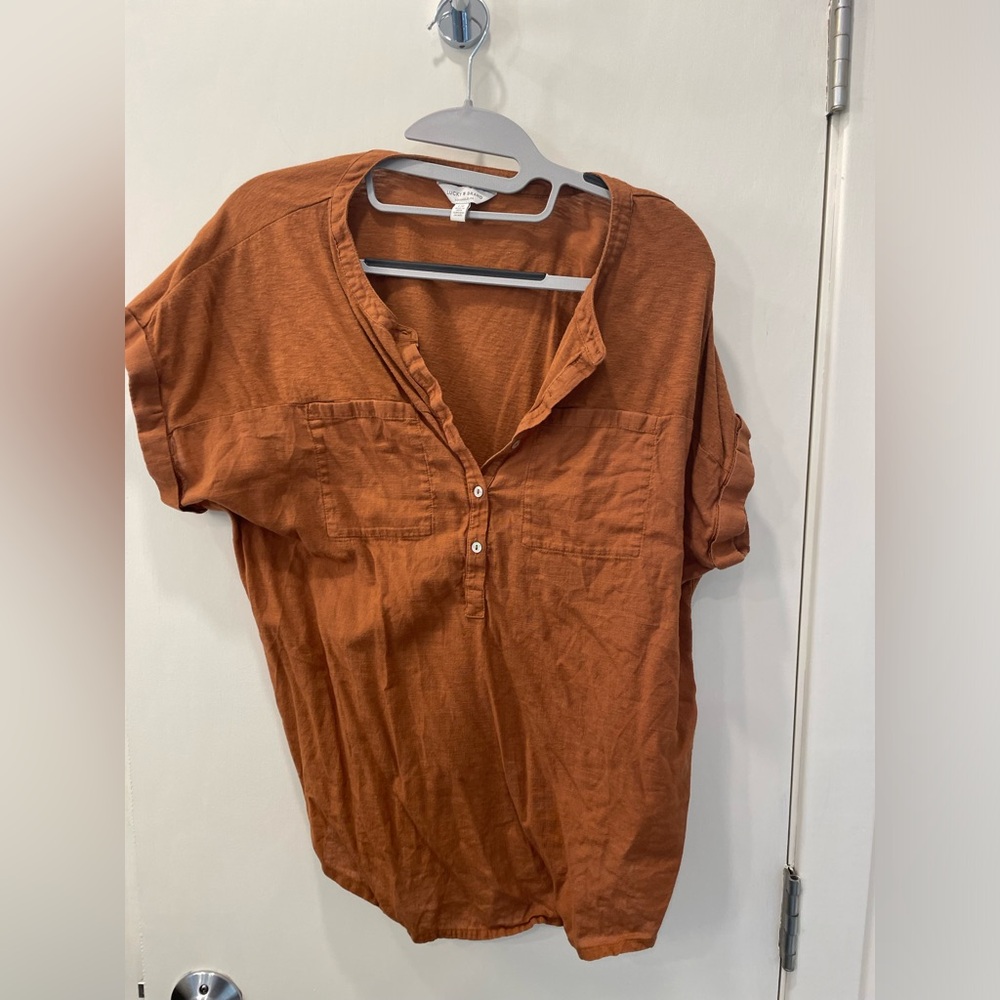 Lucky Brand short sleeved bronze shirt, size large
